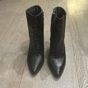 Kaanas Snakeskin Black Ankle Booties